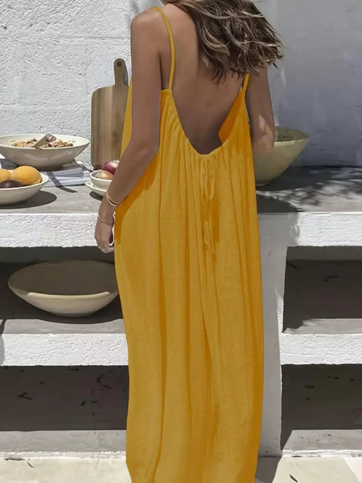 The Elara Midnight Whisper Backless Lounge Dress