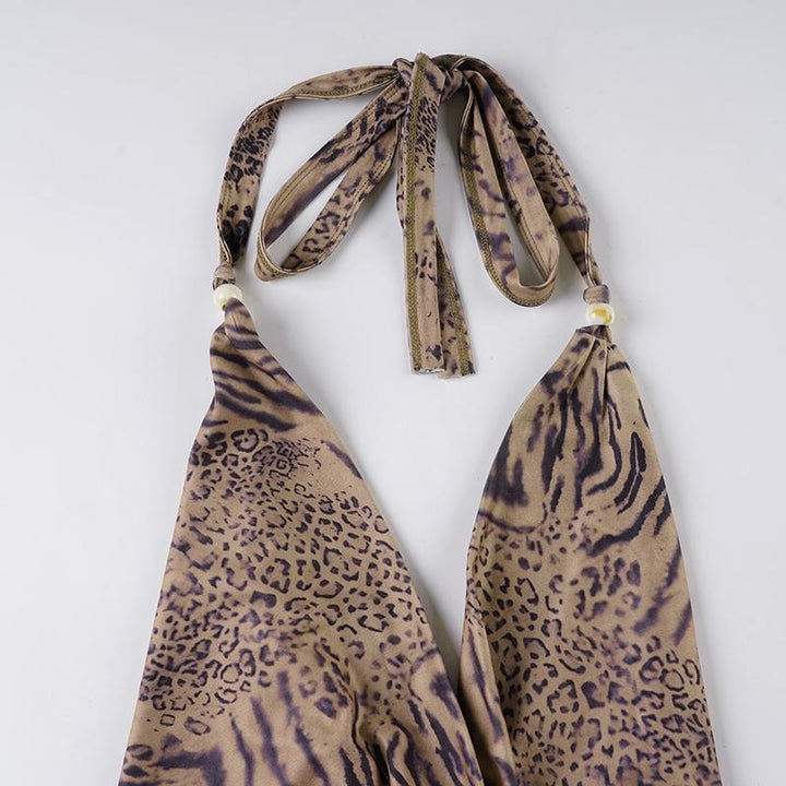 The Elara Sexy Leopard Halter Set
