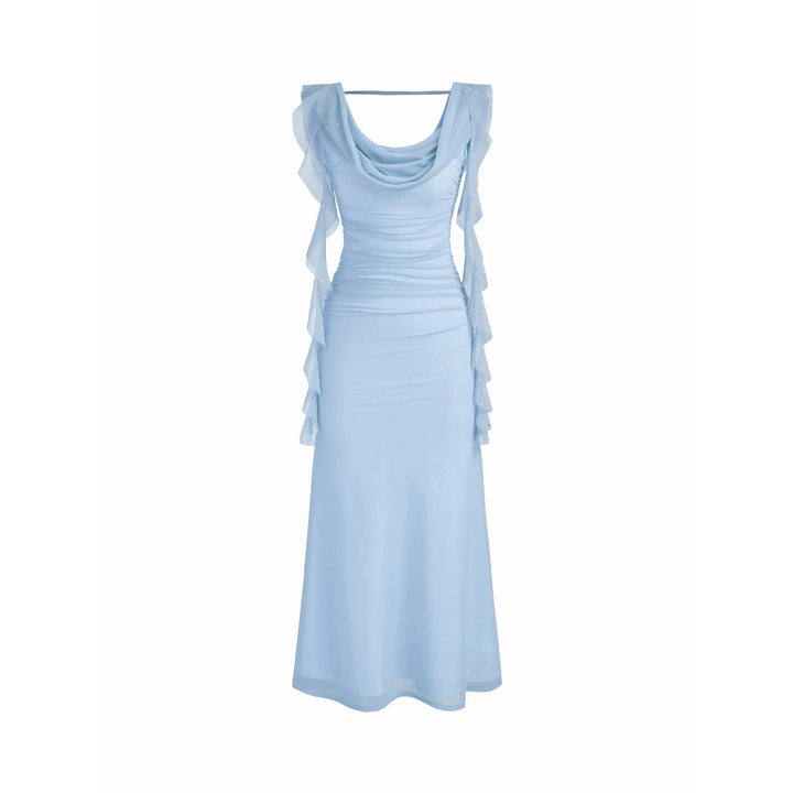The Elara Cascading Ruffle Ruched Maxi