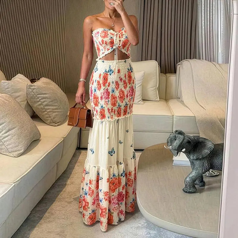The Elara High Stretch Cutout Vacation Maxi Dress