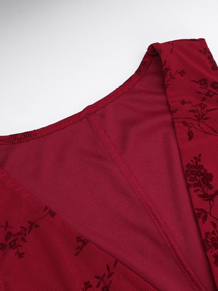 The Elara Floral Velvet Plunge A-Line Dress