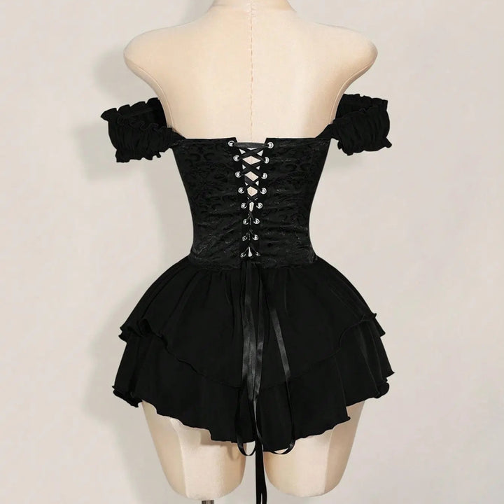 The Elara Off-Shoulder Corset Ruffle Mini Dress