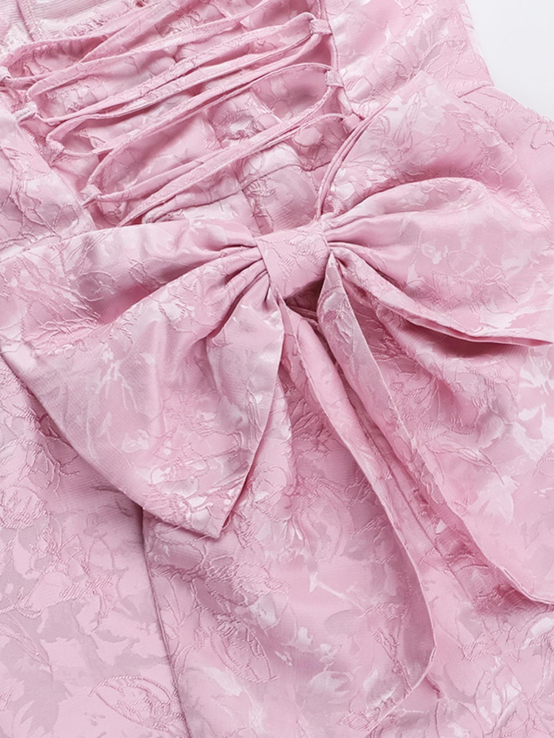 The Elara Grand Bow Jacquard Mini Dress