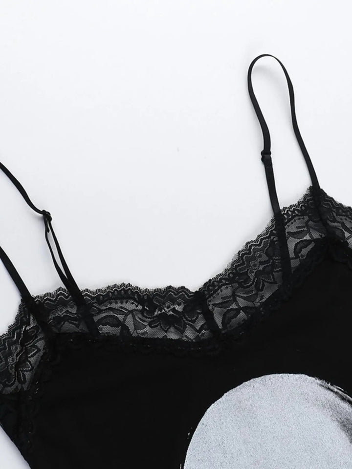 The Elara Skull Lace Trim Cami Dress