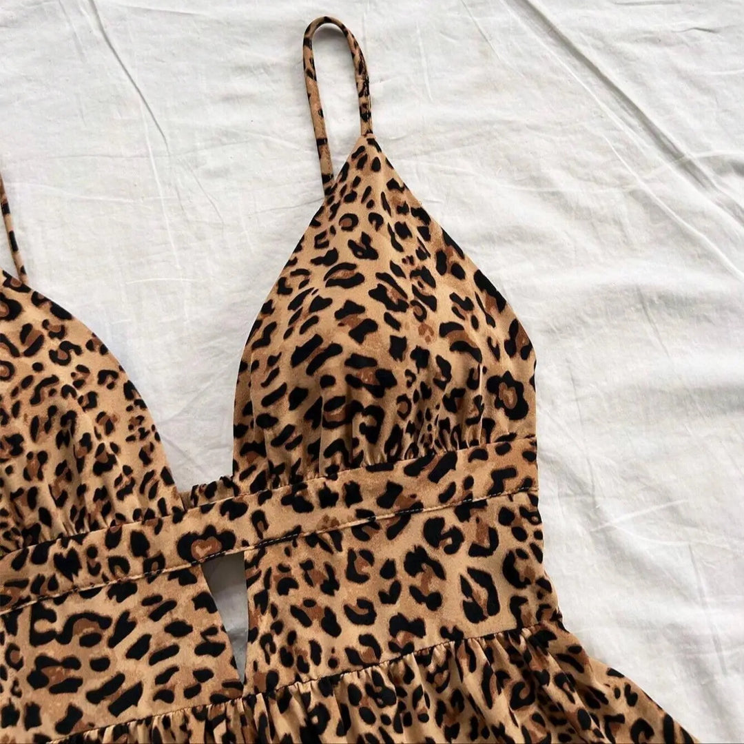 The Elara Leopard Cut-Out Backless Mini Dress