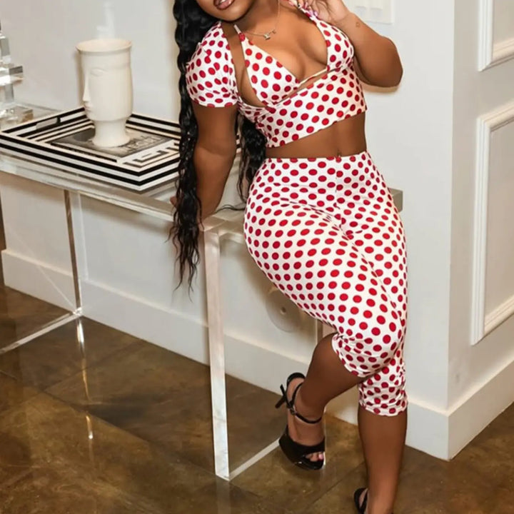The Elara Sexy Polka Dot Cut-Out Outfit