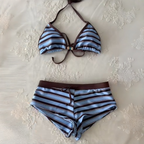 The Elara Striped Halter High Waist Bikini Set