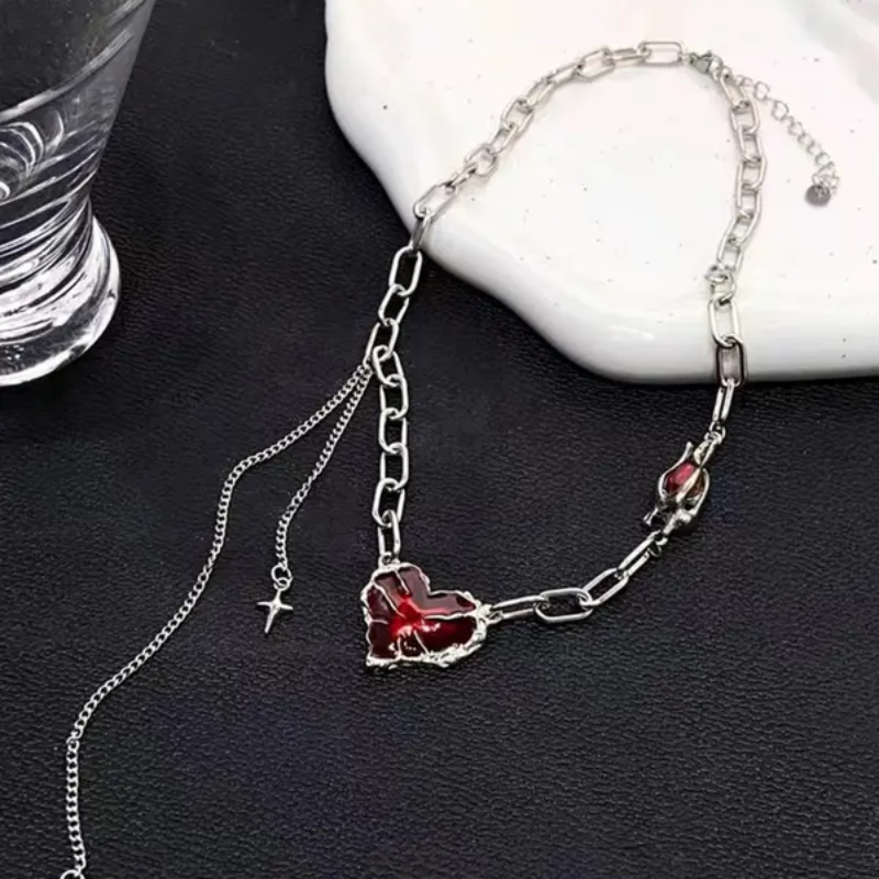 Gothic Heart Pendant Necklace Set