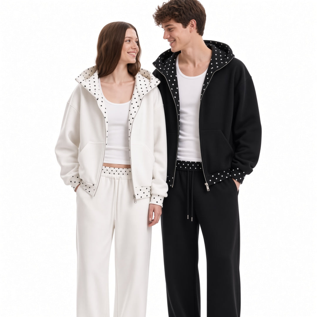 The Elara Polka-Dot Hooded Set Separates