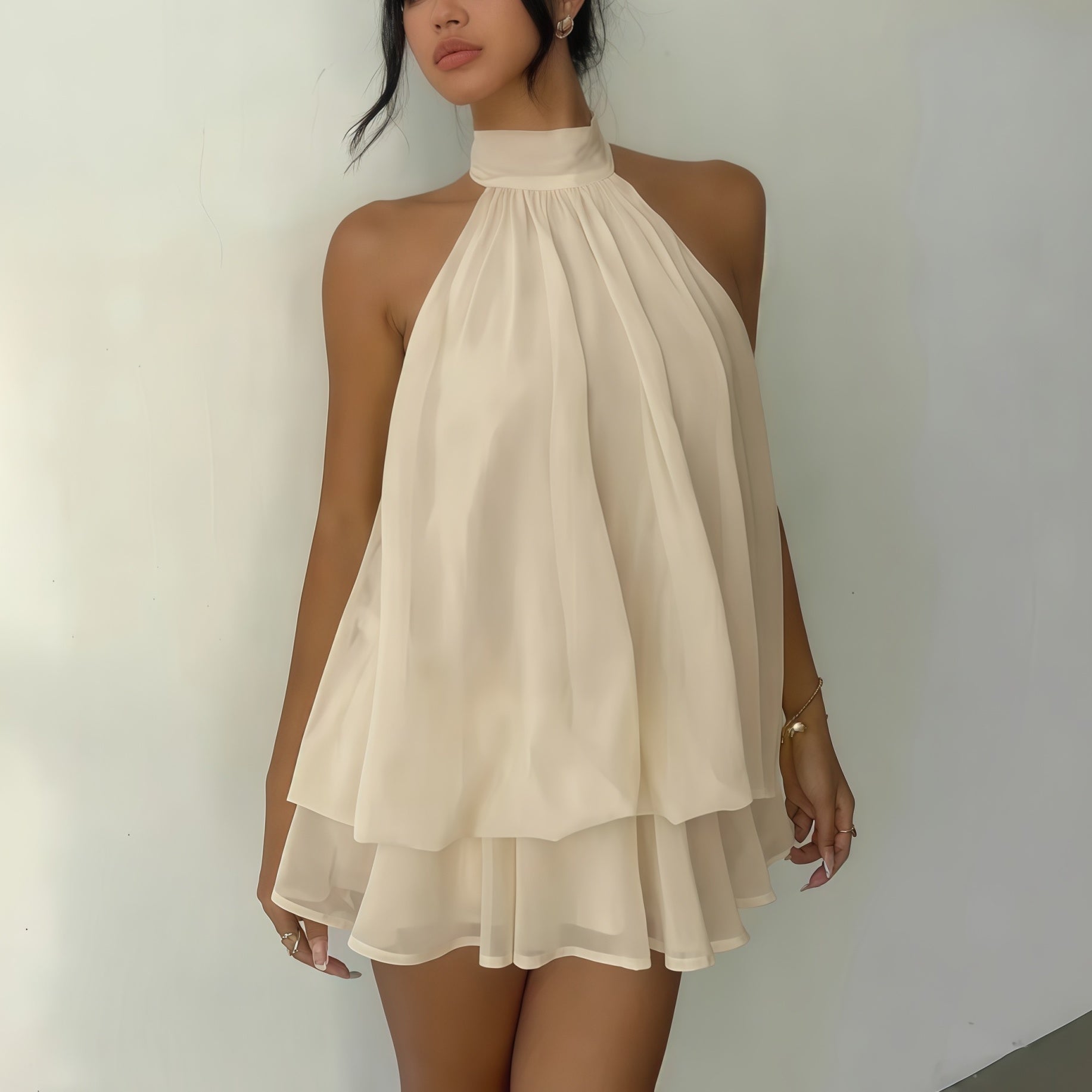 The Elara Voluminous Halter Mini