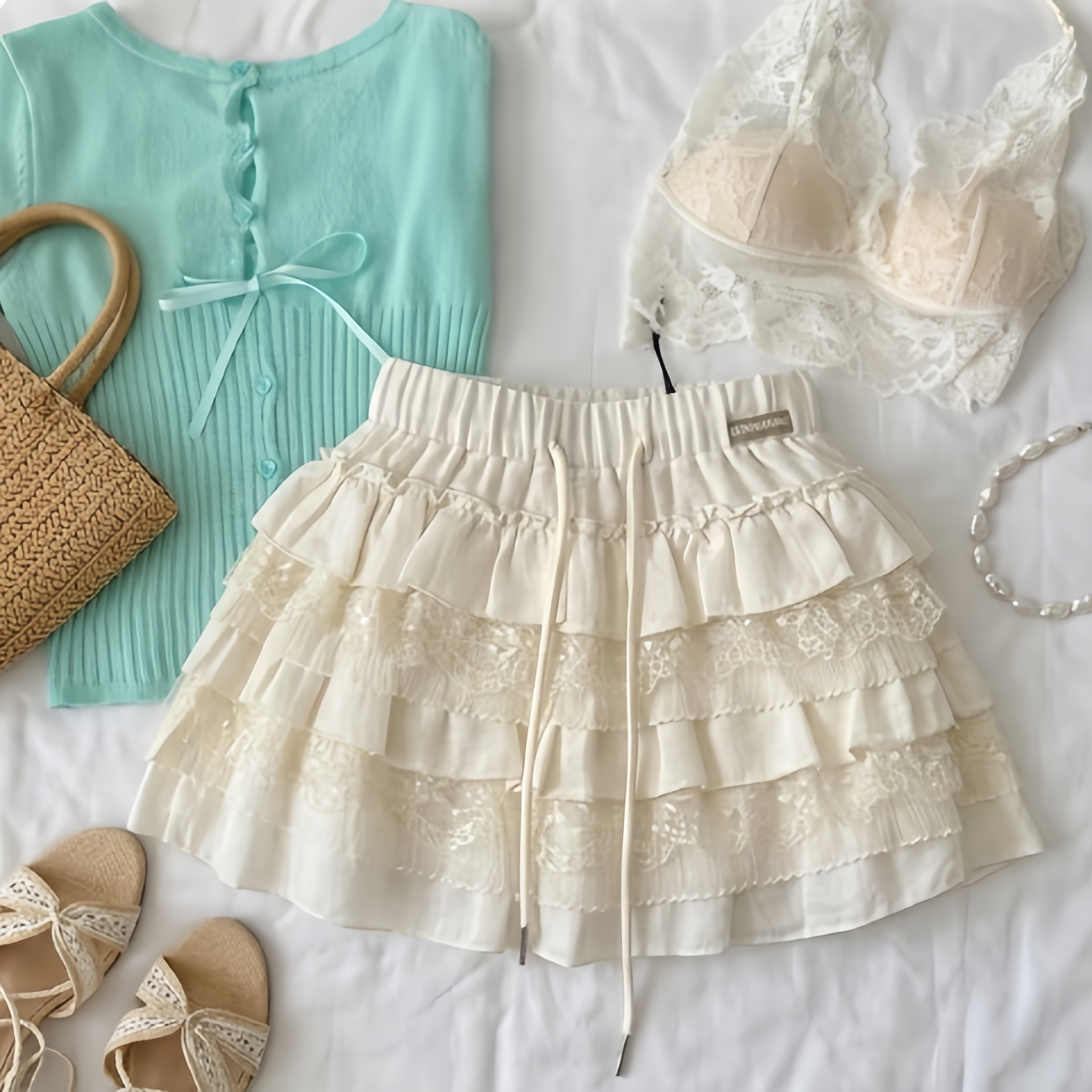 The Elara Coquette Lace Three-Piece Set