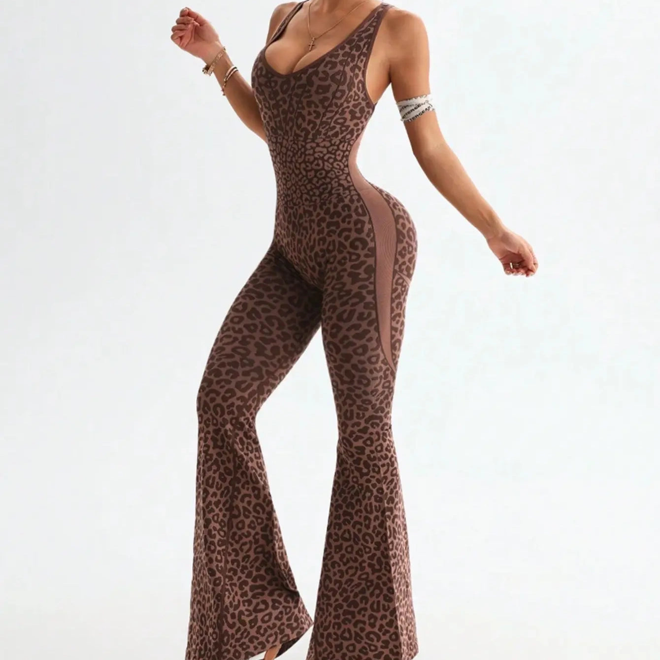 The Elara Leopard Flared Jumpsuit