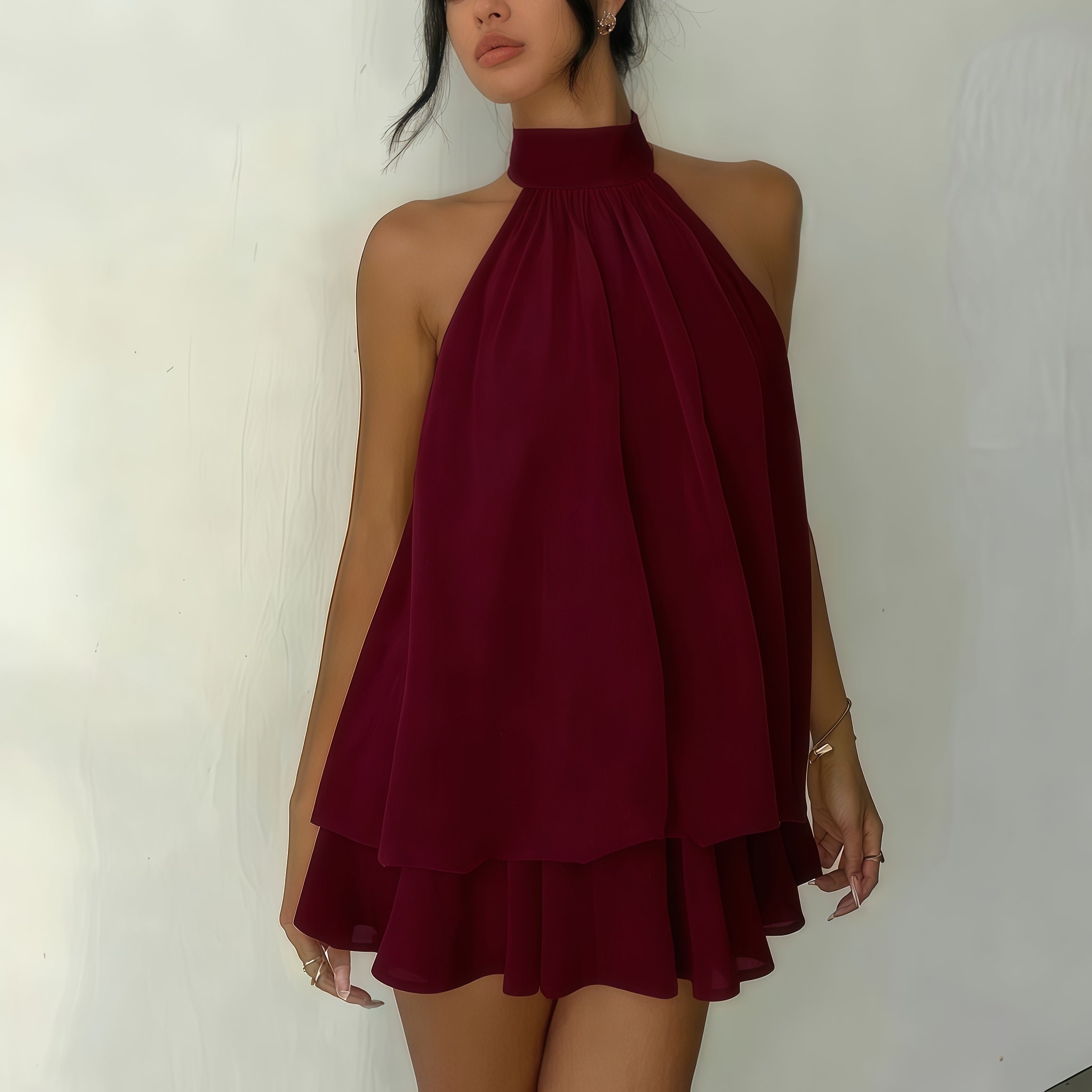 The Elara Voluminous Halter Mini