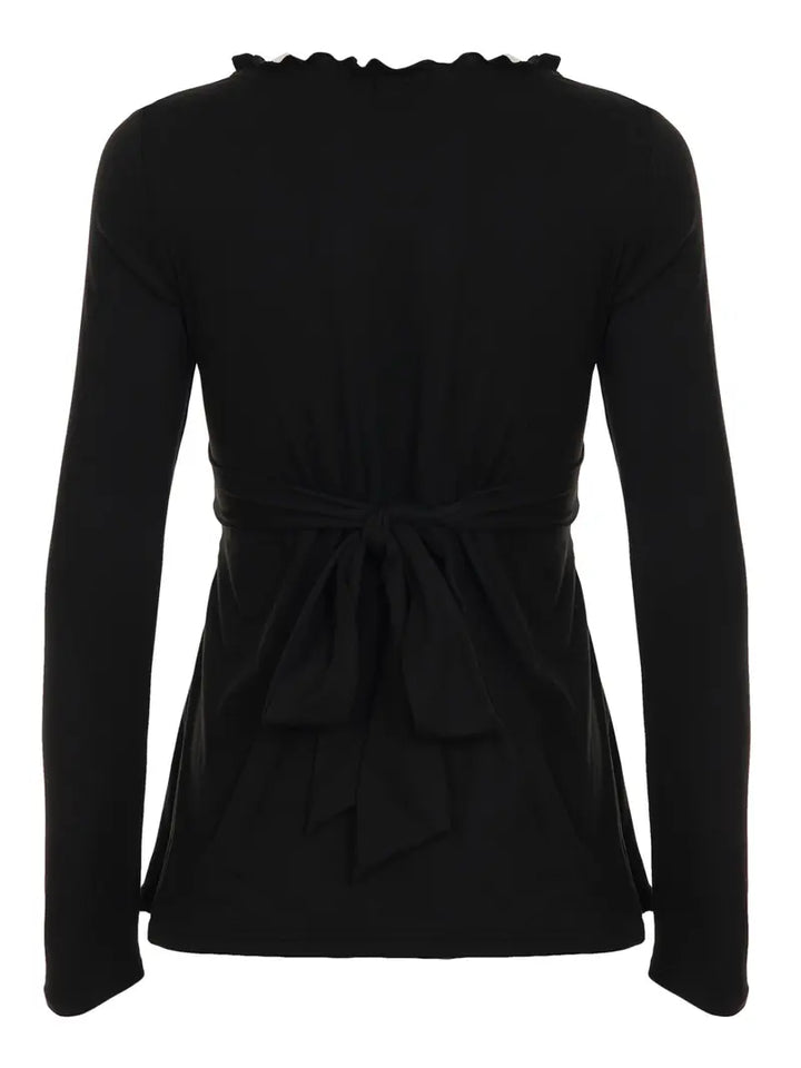 The Elara Lace Trim Ruched Peplum Top