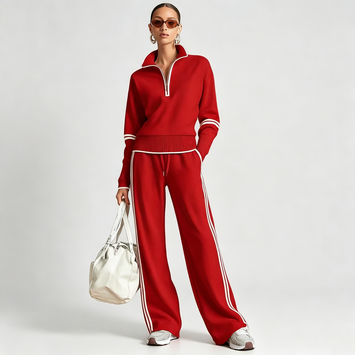 The Elara Colorblock Mock Neck Track Set