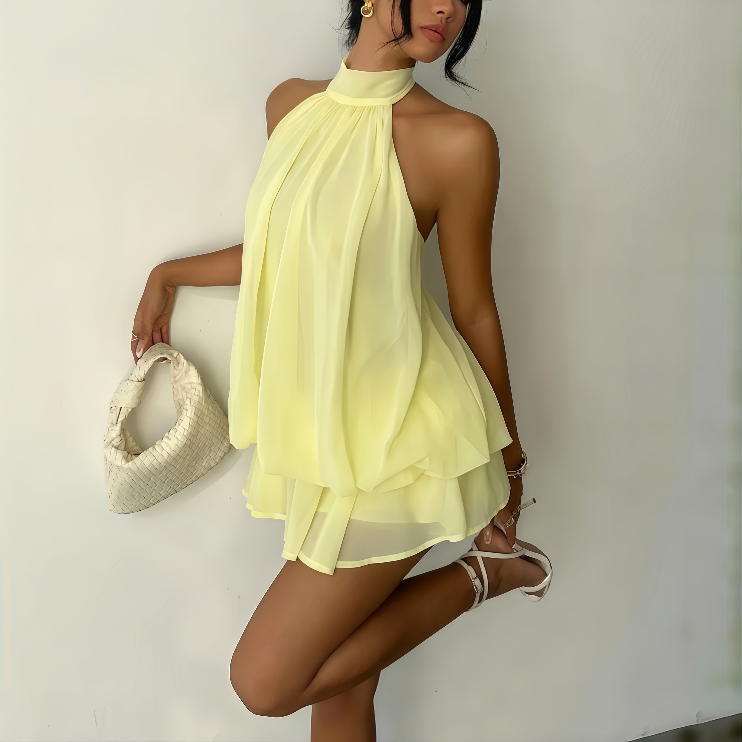 The Elara Voluminous Halter Mini