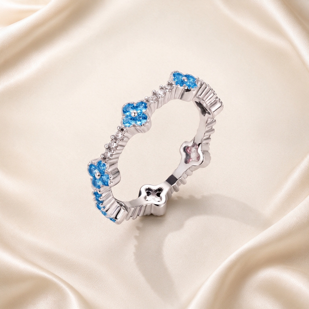 Clover CZ Eternity Band Ring