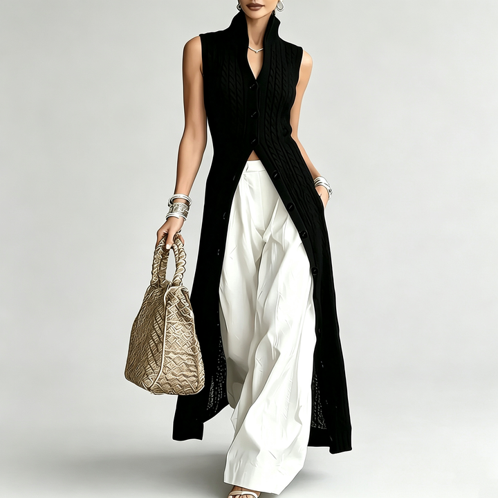 The Elara Cable Knit Longline Vest
