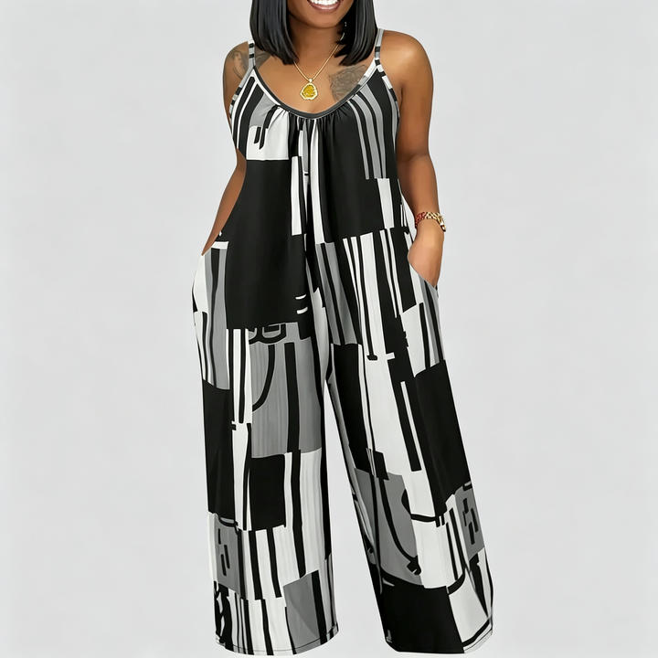 The Elara Abstract Flow Wide-Leg Jumpsuit