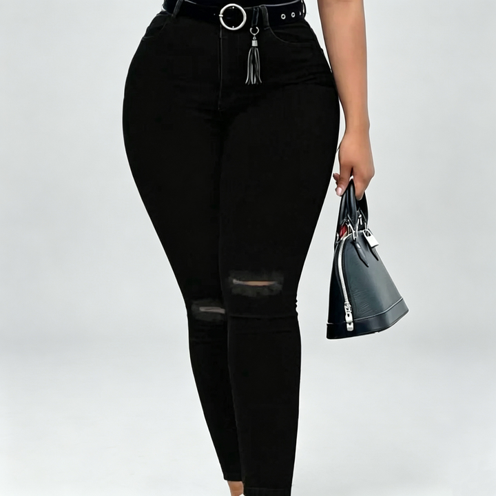 The Elara Lace-Up Distressed Skinny Jeans