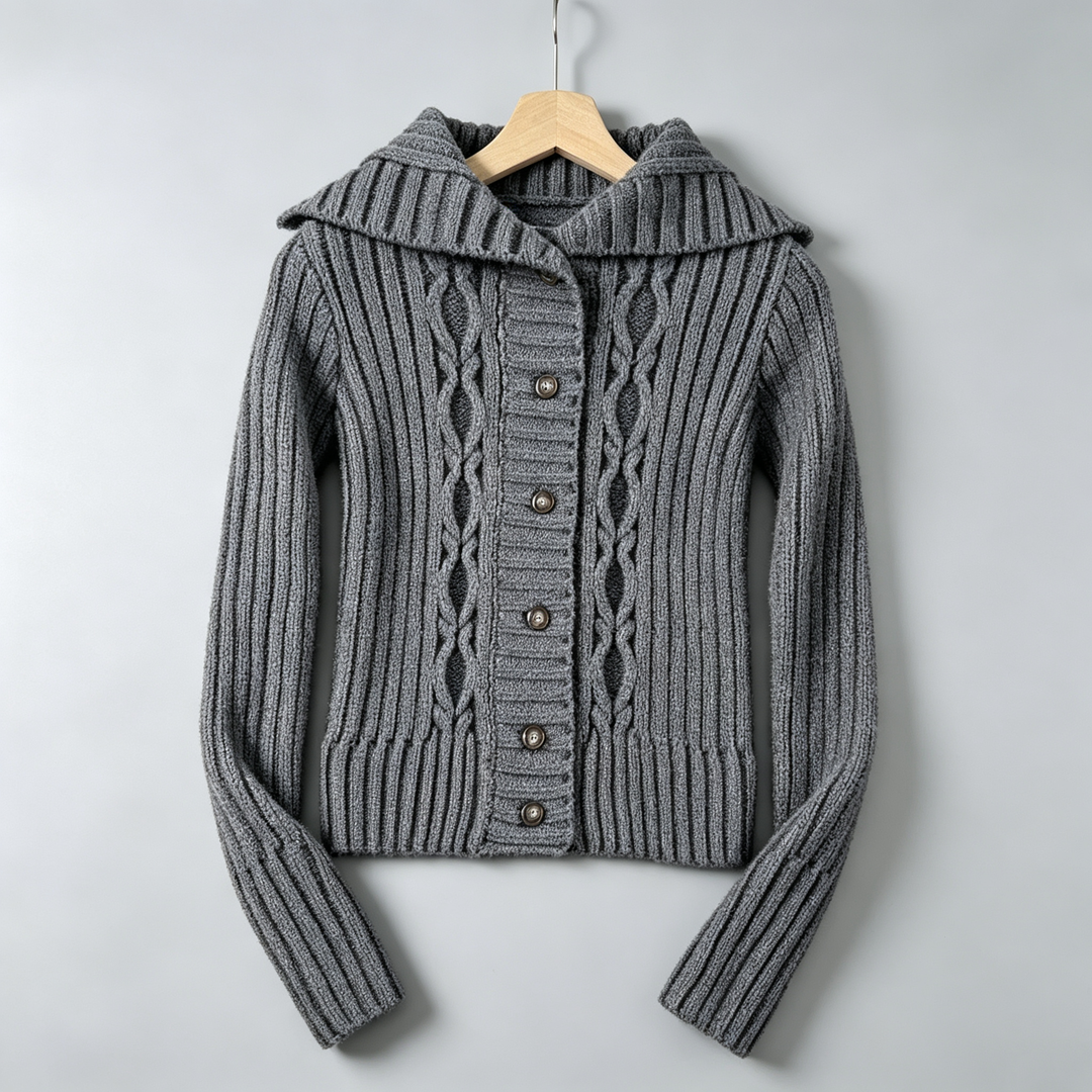 The Elara Cable Knit Hooded Cardigan