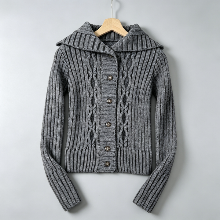 The Elara Cable Knit Hooded Cardigan