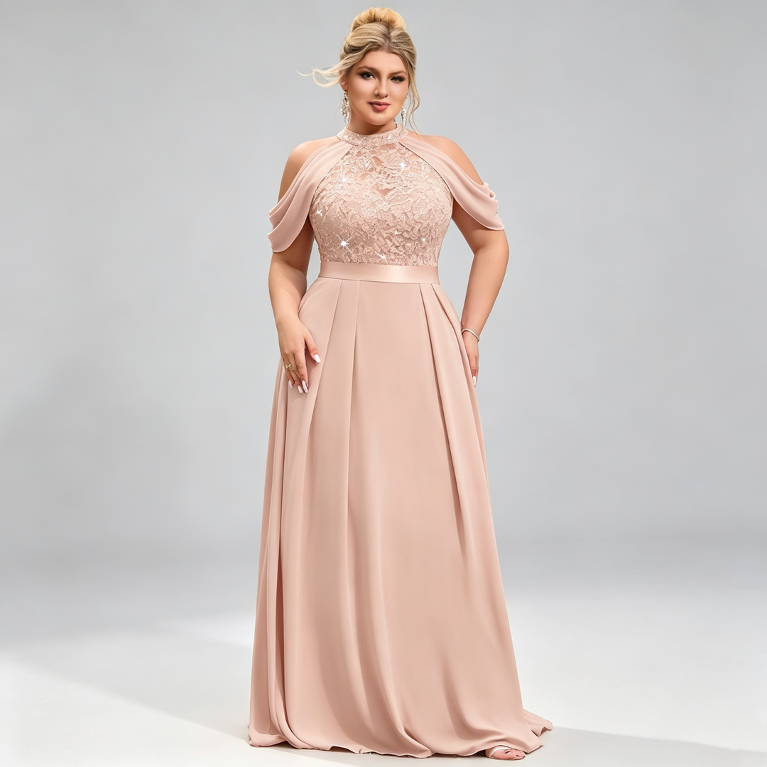 The Elara Sequin Capelet Gown