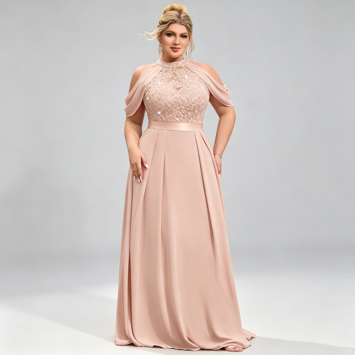 The Elara Sequin Capelet Gown