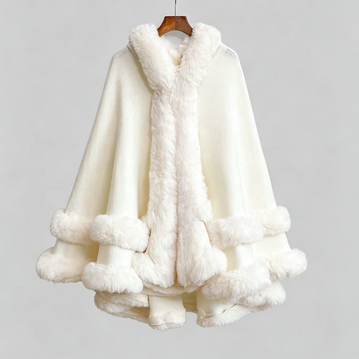 The Elara Luxe Faux Fur Hooded Cape