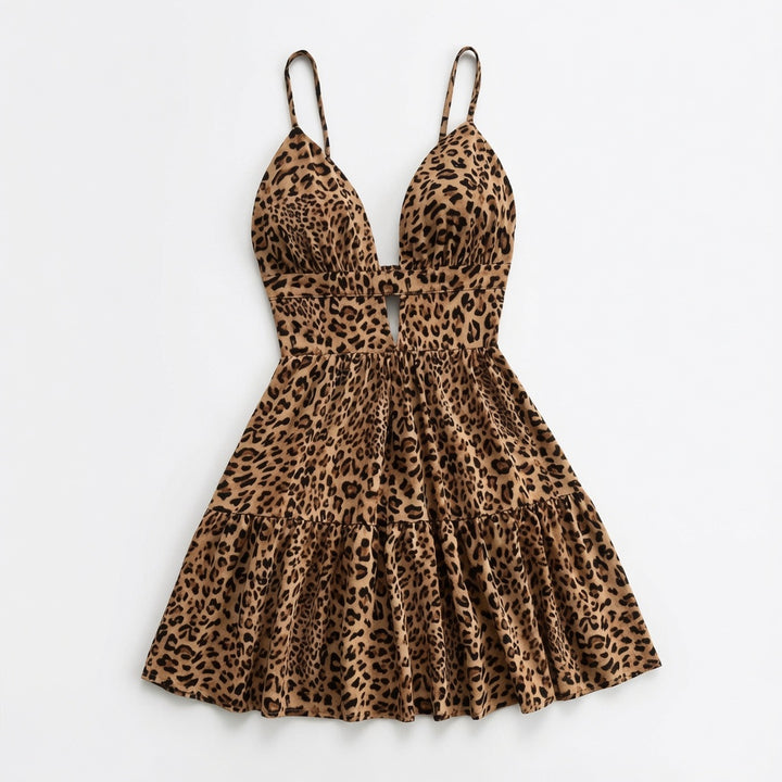The Elara Leopard Cut-Out Backless Mini Dress