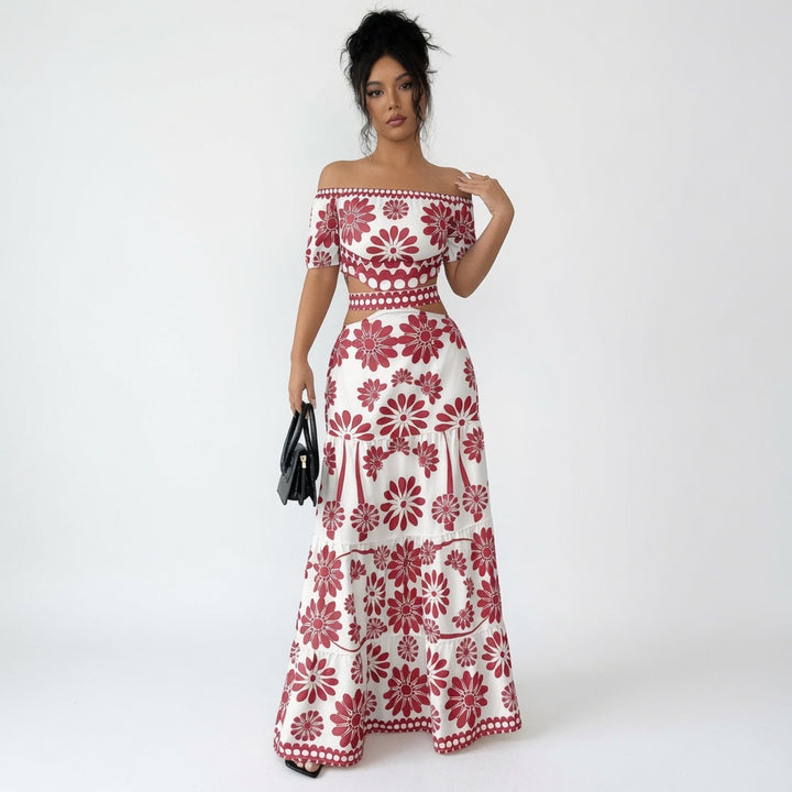 The Elara Floral Off-Shoulder Cut-Out Two-Piece Set