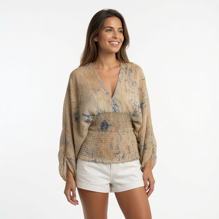 The Elara Vintage Floral Smocked Top
