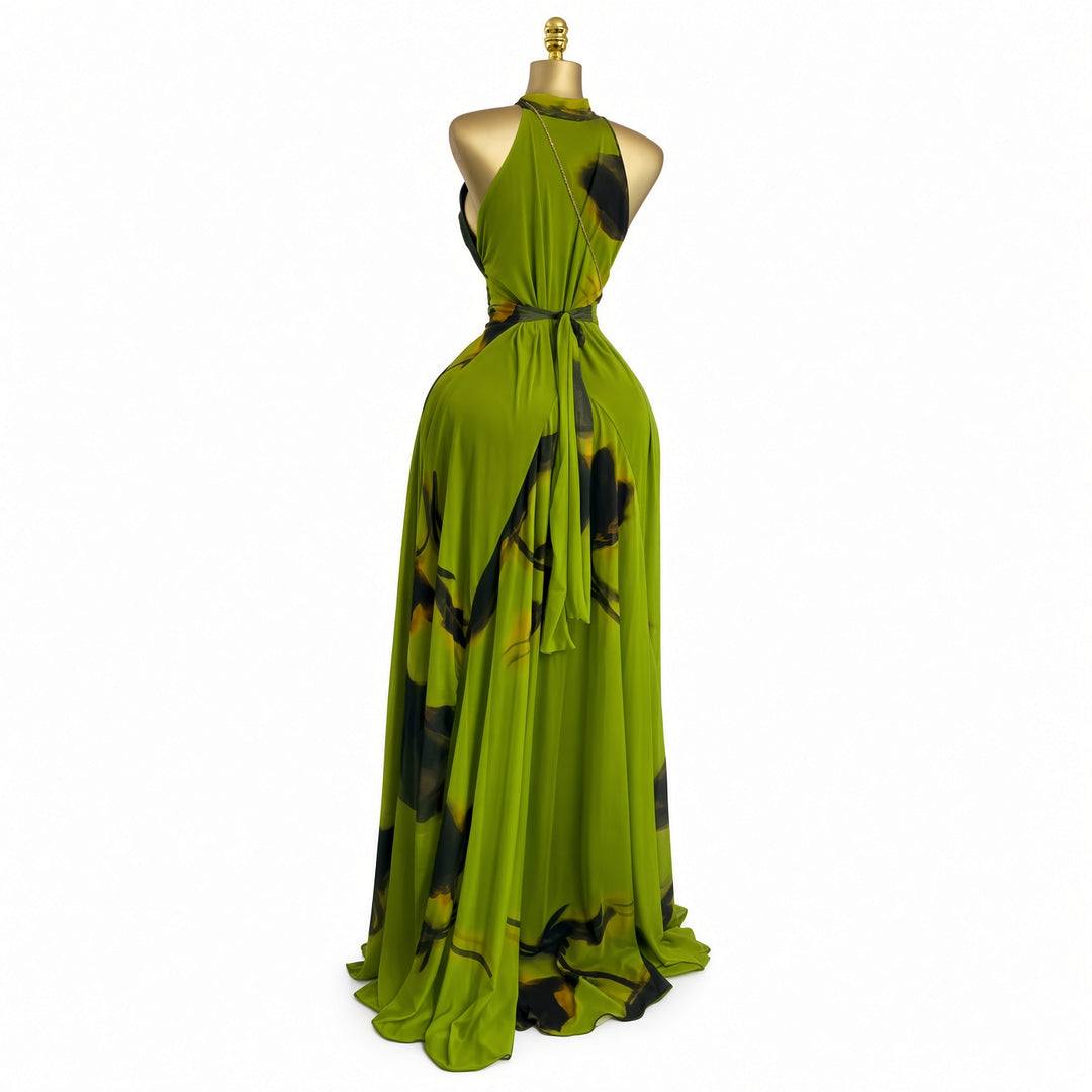 The Elara Lined Art-Mesh Maxi Dress