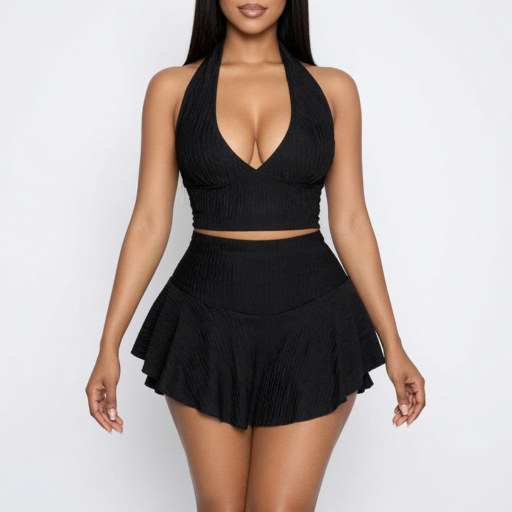 The Elara Soleil Backless Ruffle Two Piece Set