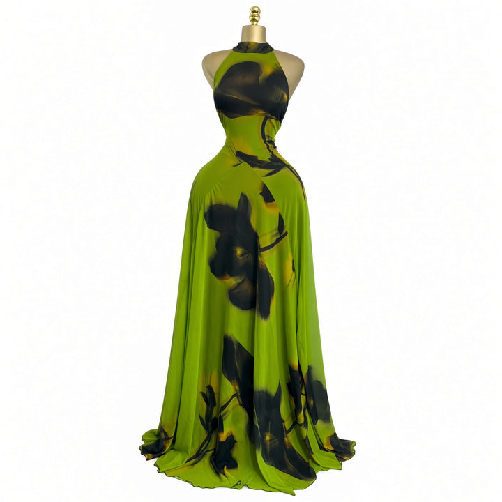 The Elara Lined Art-Mesh Maxi Dress
