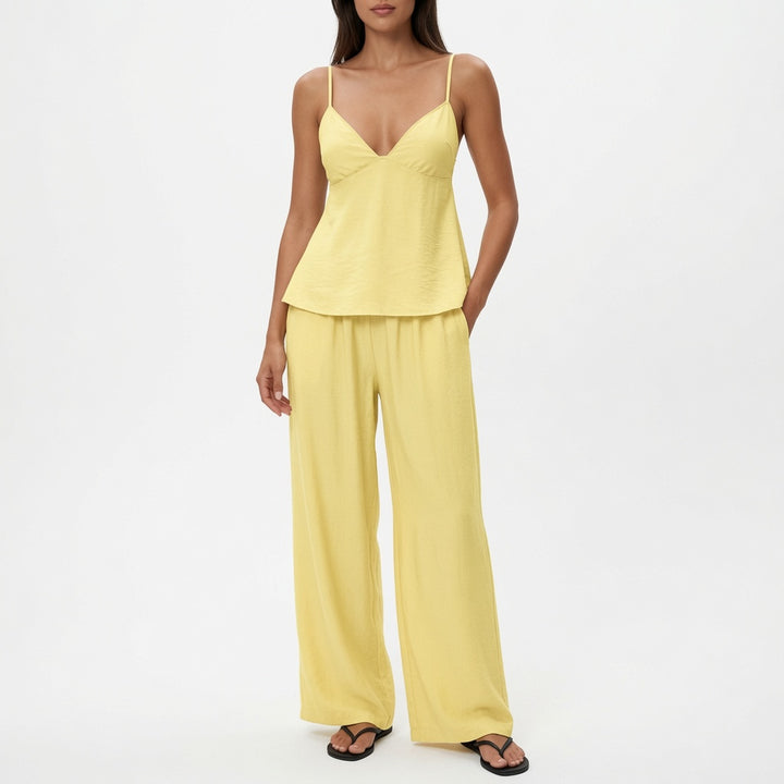 The Elara Luxe Draped Cami Wide Leg Set
