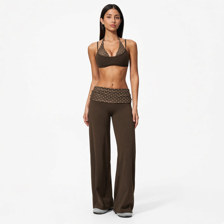 The Elara Built-In Bra Polka-Dot Wide-Leg Active Set