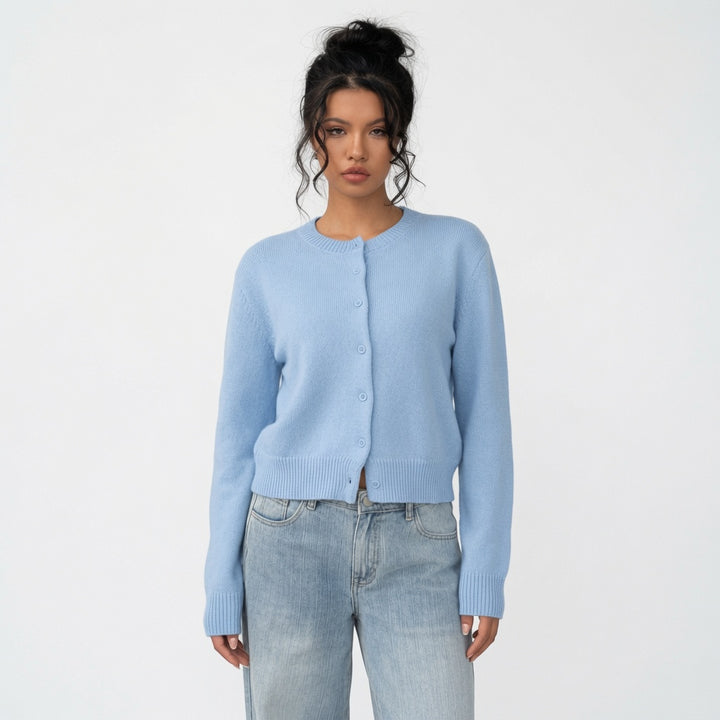 The Elara Lightweight Cropped Button Cardigan