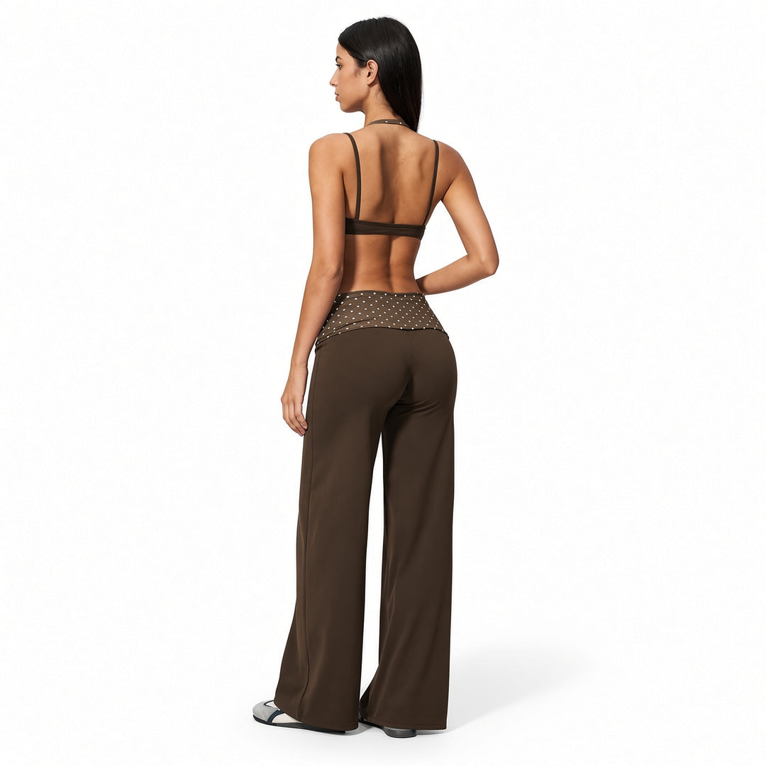The Elara Built-In Bra Polka-Dot Wide-Leg Active Set