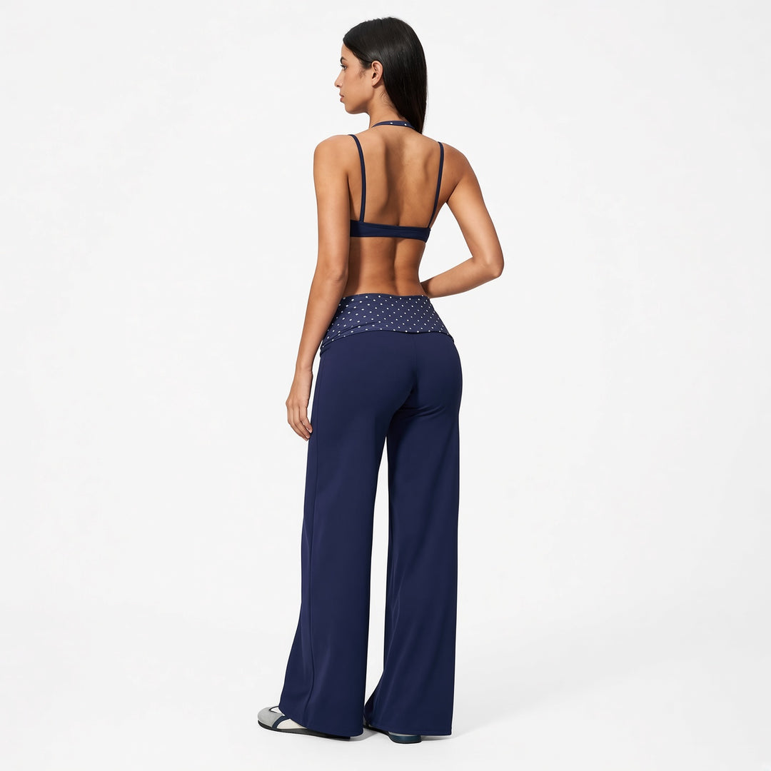 The Elara Built-In Bra Polka-Dot Wide-Leg Active Set