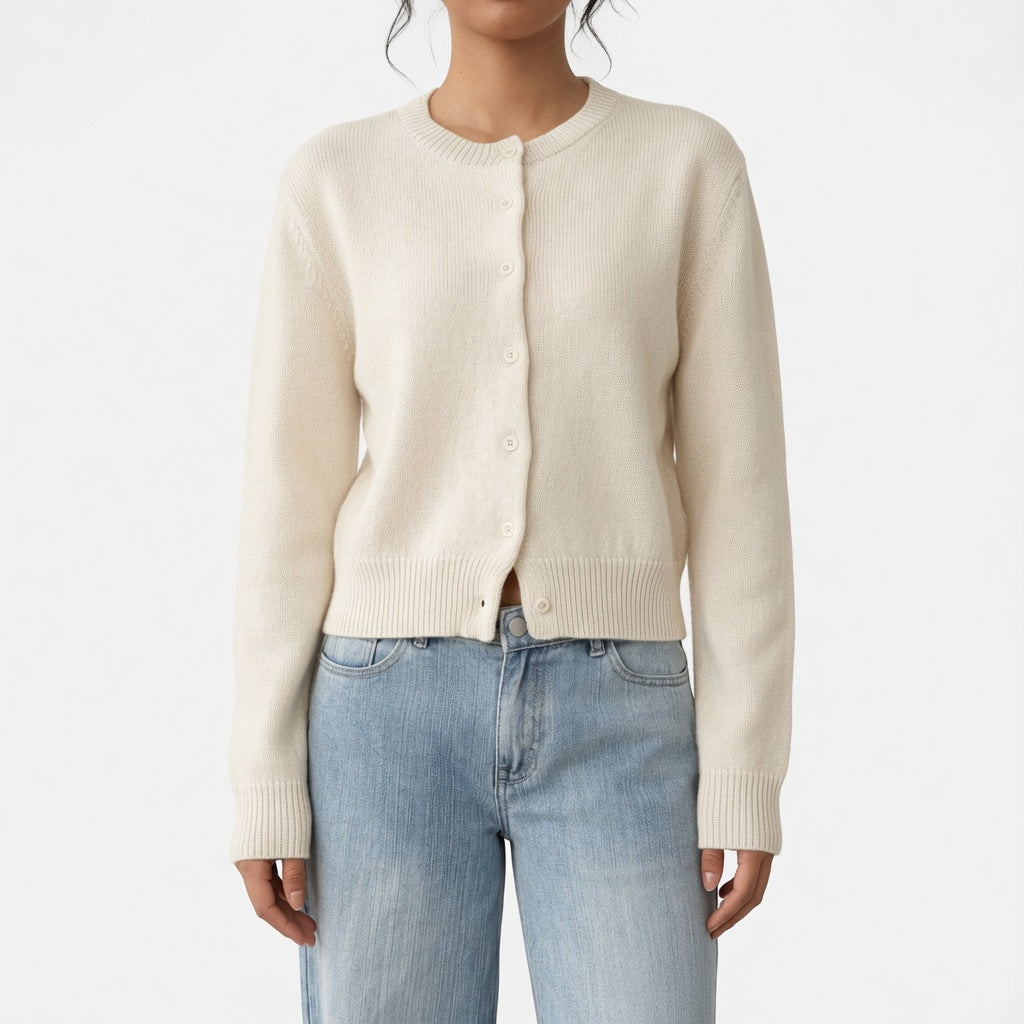 The Elara Lightweight Cropped Button Cardigan