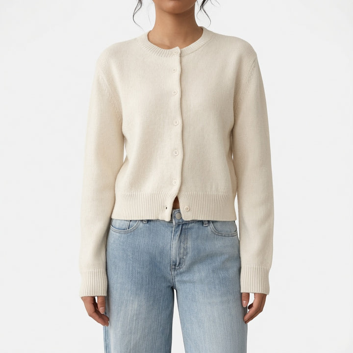 The Elara Lightweight Cropped Button Cardigan