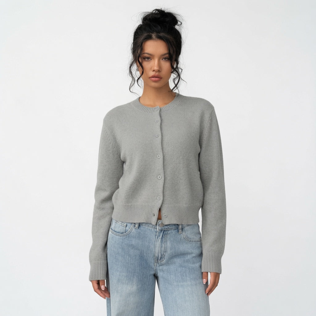 The Elara Lightweight Cropped Button Cardigan