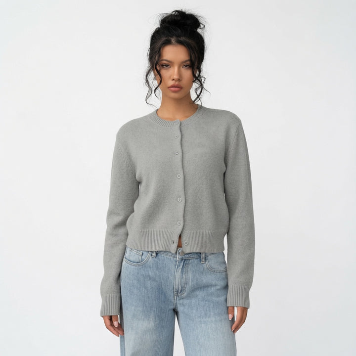 The Elara Lightweight Cropped Button Cardigan