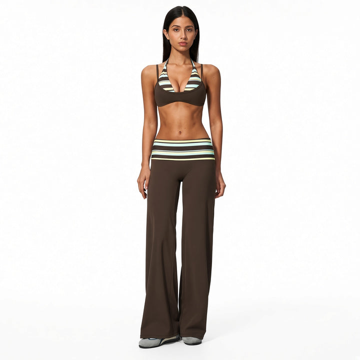 The Elara Built-In Bra Polka-Dot Wide-Leg Active Set