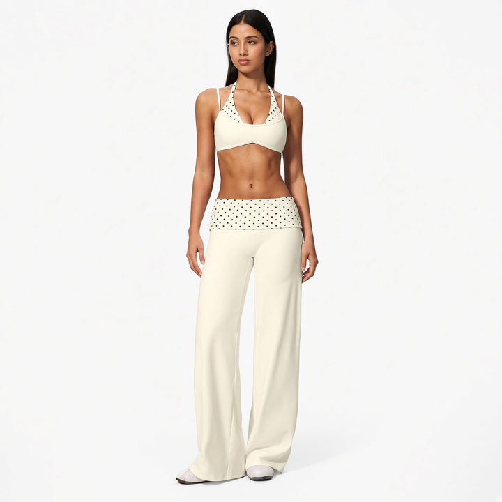 The Elara Built-In Bra Polka-Dot Wide-Leg Active Set