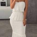 The Elara Curve-Friendly Bandeau Tiered Ruffle Dress