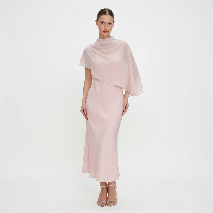 The Elara Celeste Cape Maxi Dress
