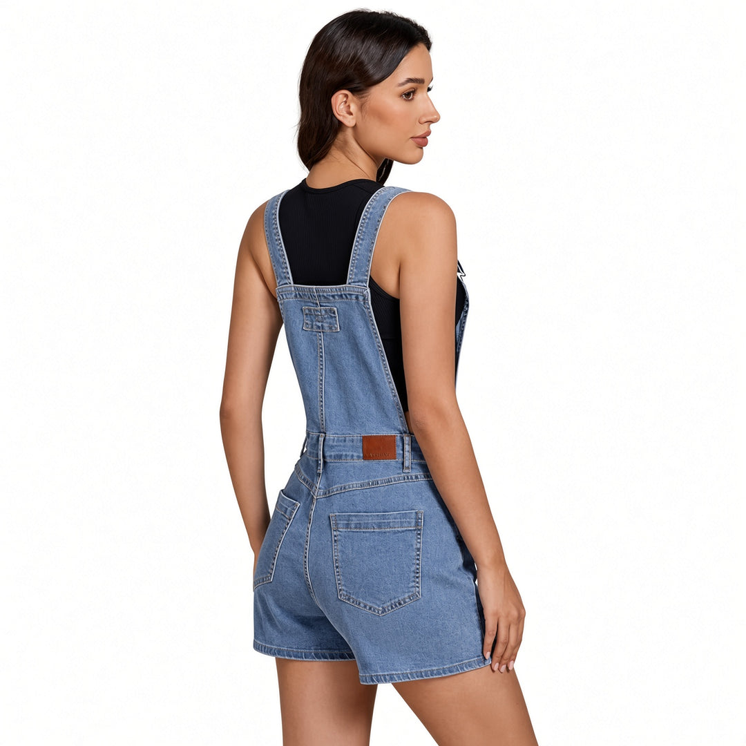 The Elara Aileen Denim Short Overalls