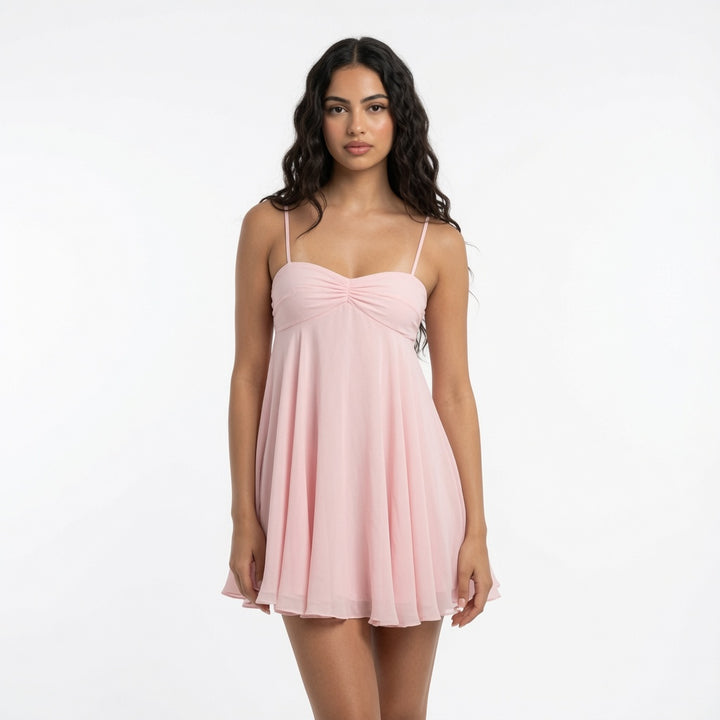 The Elara Flowy Spaghetti Strap Mini Dress
